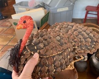 Don't worry, not only is this  Coushatta Pine Cone turkey basket in amazing condition but we have three of them!  A daddy, a mommy, and a baby!  They could only be cuter if they nested together like Matryoshka dolls. 
