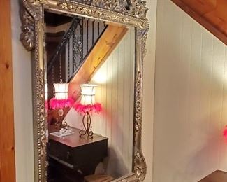 Fantastic large wall mirror,  very ornate,  beveled edge 