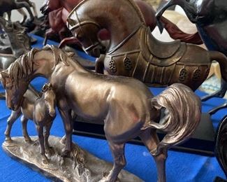 Cast iron & bronze horse statues