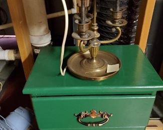 Great small green chest and lamp