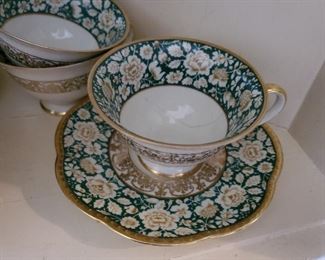 Antique tea cups and tea pot