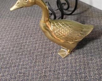 Vintage large brass goose