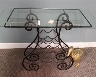Glass top wine holder table