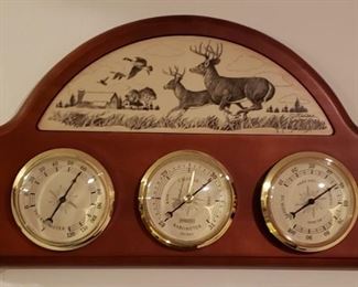 JC Walden Springfield Weather Station (Barometer, Humidity and Thermometer) with Large Faux Scrimshaw. 