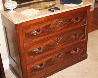 antique three-drawer chest, formica top