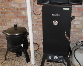 Butterball electric turkey fryer and Char-Broil propane vertical smoker