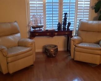 Pair of leather recliners