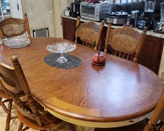 Oak kitchen table with six chairs