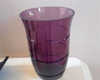 Amethyst glass vase with flared rim