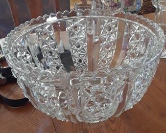 Large pressed glass punch bowl