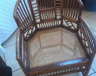 Chinese Bamboo Chair with cane seat--four of these, caning in seat on one chair is damaged
