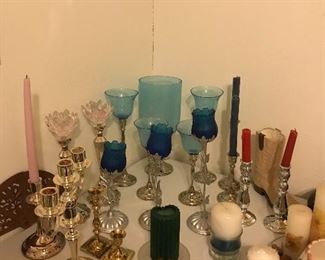 Large selection of candles and  candle holders