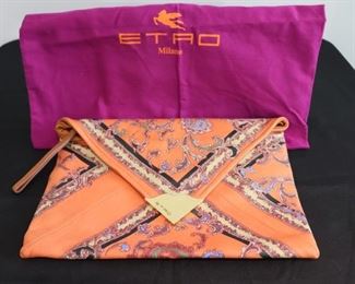Authentic Etro Printed Leather Envelope Clutch Handbag. Made in Italy. Will Ship.
