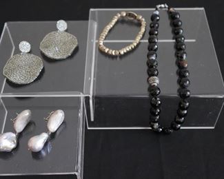 Fine Costume Jewelry  Pamela Macias Faceted Beaded Necklace, R Blanshay Encrusted Crystal Earrings & More. Will Ship