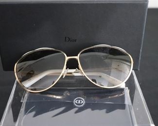 Authentic Christian Dior Dior Songe Gold & White Cat Eye Style Womens Sunglasses With Cloth & Box. Will Ship.