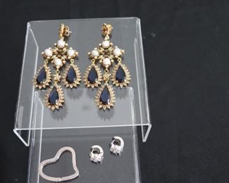 Tiffany & Co Elsa Perretti Open Heart Sterling Key Ring, Huggie Style, Chandelier Style Earrings. Will Ship.