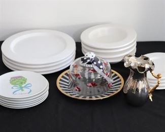 Swid Powell For Calvin Klein Dinnerware, Mackenzie Childs Covered Cake Platter & Assorted Tabletop Items