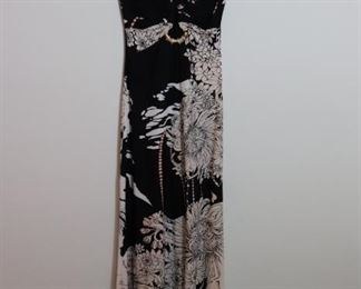 Authentic Roberto Cavalli Knit Engineered Black & Light Colored Print Gown  Womens Size 42(IT)