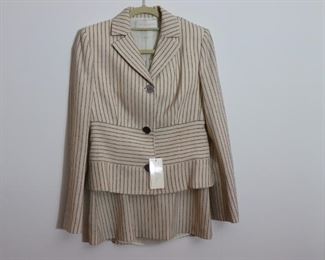 Valentino Roma Pinstripe Style Skirt Suit In Cream & Black  Skirt Size 40(IT) & Jacket Size 44(IT)