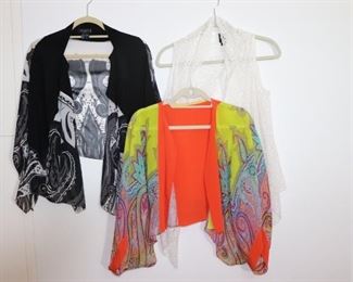 2 Printed Silk Bolero Style Cover Ups By Etro & 1 Crocheted Cover Up By Vera Wang  Womans Size XS/Small