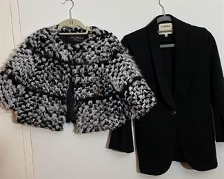Linda Richards Lux Fur Jacket & LAgence Black Crepe Blazer  Womans Size Small