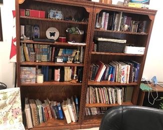 2 book shelves made into one large bookshelf. Books available as well