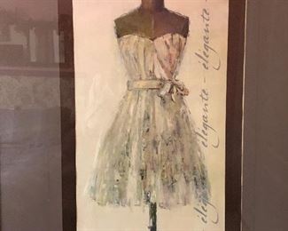 Elegant French-inspired wall art of dress