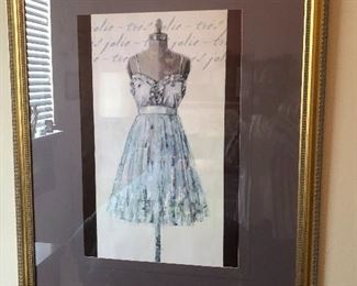 Elegant French-inspired wall art of dress