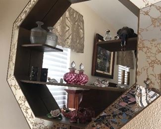 Art Deco Octagon Mirror with storage shelves