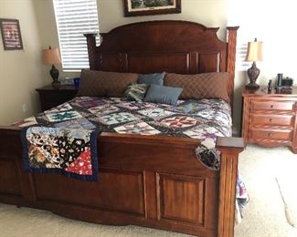 King size bed and mattress with side tables