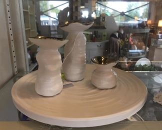 Unique Plate and Bud Vase Set $60all  