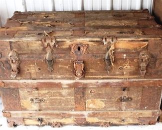 18 - Antique Flat Top Trunk