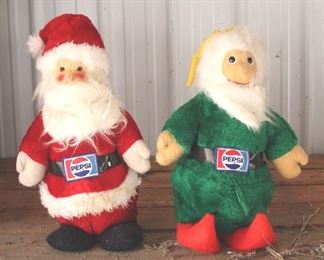25 - Vintage Pepsi-Cola Santa & Elf Plush Figures (2pc)