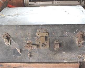 53 - Antique Flat Top Trunk