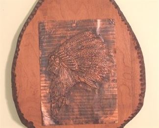 84 - Native Am Copper Panel w/ Arrowhead Wood Back
