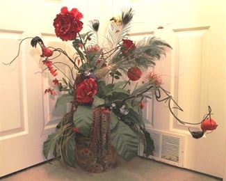 134 - Faux Flower Decoration w/ Oriental Vase