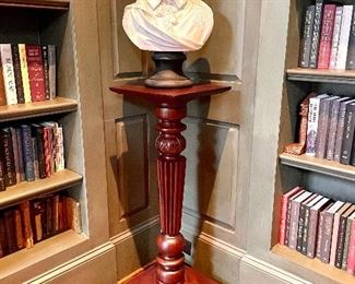 Bust of Shakespeare sitting on a lovely stand--please note the books in this photograph are NOT included in this sale.  