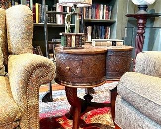 Delicate clover top stand, in oak probably Irish