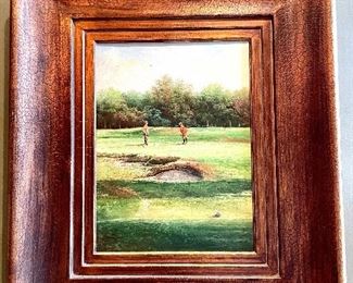 Golfers on the green--painting