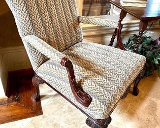 One of a pair of gentlemen size chairs