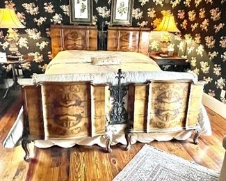 Antique twin beds made into king size bed!