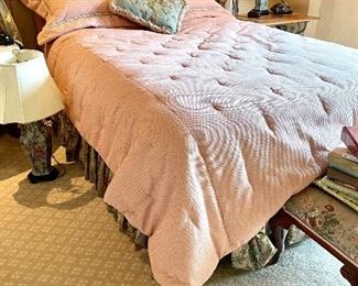 Queen bed and bedding