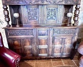 William and Mary cabinet with wine cellarette in bottom beautiful Oak