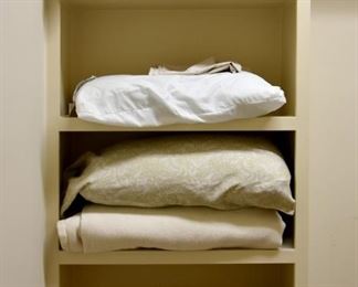 linens, blankets, pillows