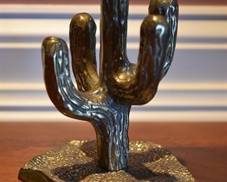 brass cactus sculpture, small