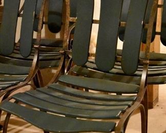 green wood and metal chairs (set of 6)
