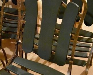 green wood and metal chairs (set of 6)