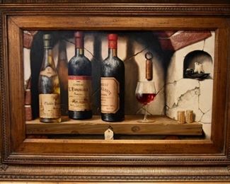 wine bottles framed painting
