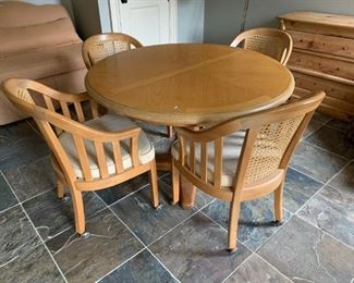 Wood and wicker table and 4 chairs