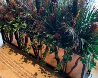 custom copper and metal planter (and plants) with curved front